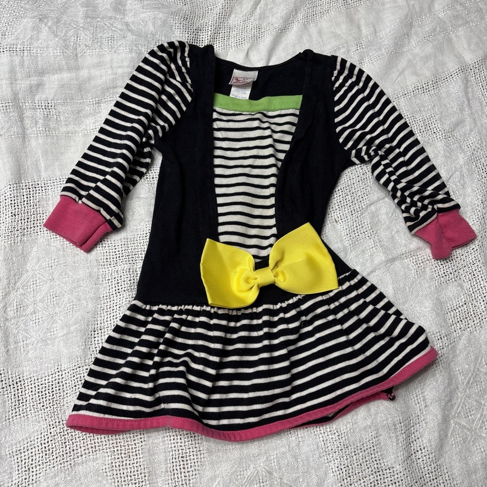 Buster Brown vintage 1980s toddler long sleeve girl dress 2T with bow